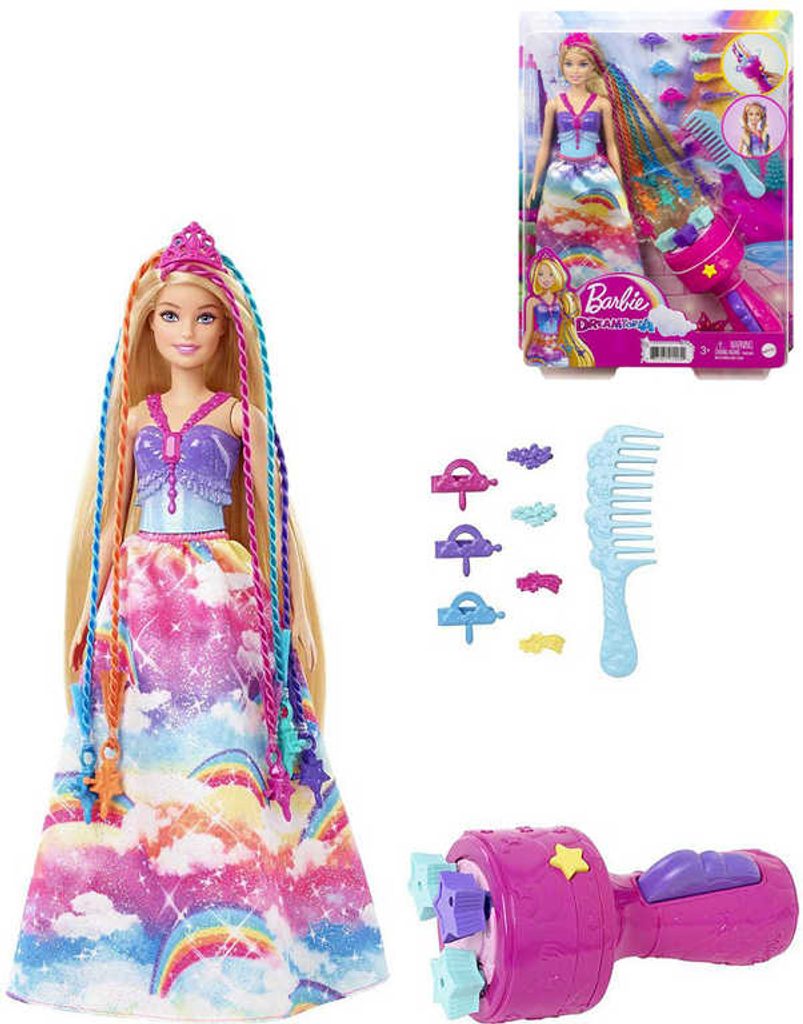 Barbie Princezna s Barevnými Vlasy: Kompletní Sada s Nástrojem a Doplněním  od MATTEL | Barbie | Mikaton.cz
