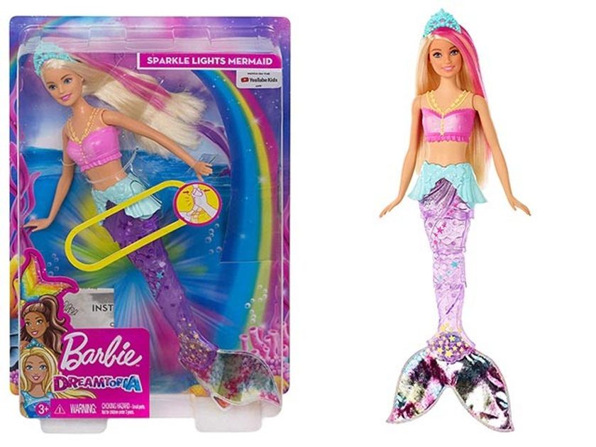 BRB Panenka Barbie Dreamtopia mořská panna pohyblivý ocas na baterie Světlo  | Barbie | Mikaton.cz