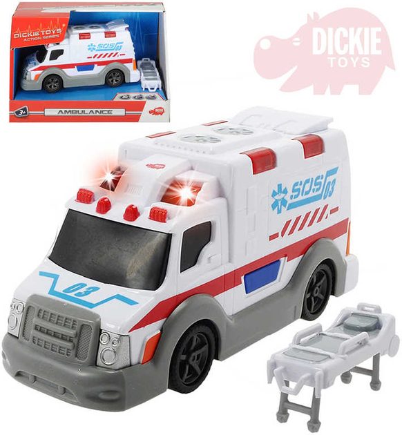 DICKIE Auto ambulance 15cm sanitka bílá na baterie Světlo Zvuk | Dickie |  Mikaton.cz
