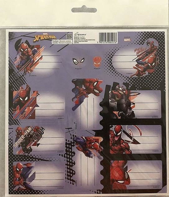 Samolepící jmenovky Spiderman Papír, 20x20 cm | Beniamin | Mikaton.cz
