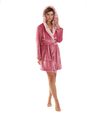 Krátký dámský župan s kapucí Flora Antique Pink