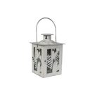 Mini lucernička se srdíčky bílo-stříbrná 11,5 cm – elegantní romantická dekorace K1998