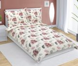 Povlečení krepové - 140x200, 70x90 cm vínové peříčko na smetanové BEL