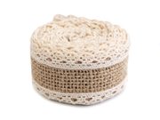 Jutová stuha s bavlněnou krajkou návin 1,8 metrů