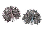 Brož s broušenými kamínky páv