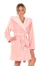 Krátký dámský župan s kapucí Flora růžová perla 48 56 3050