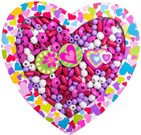 WOODY DŘEVO Srdíčko set navlékací korálky s provázky rámeček na foto 2v1