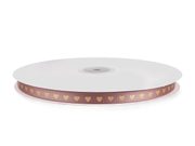 Saténová stuha s metalickým potiskem srdce šíře 10 mm metráž