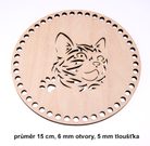 Dno - víko překližkové kočka 15 cm/ 6mm