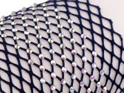 Pružná síťovina / prýmek / vsadka s broušenými kamínky šíře 75 mm METRÁŽ