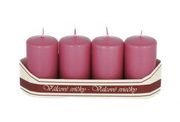 Adventní svíčky válec 40/70 mm 4 ks - starorůžová