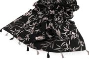 Šátek / šála / pléd s květy a střapci 80x180 cm