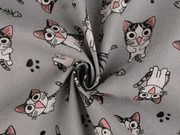 Bavlněná metráž / imitace lnu hrubší, kočka METRÁŽ