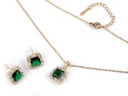 Sada náhrdelník a náušnice z nerezové oceli s broušenými kamínky