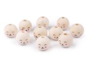 Dřevěné korálky s obličejem Ø16 mm 10 kusů