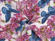 Bavlněná látka / plátno květy / motýli šíře 220 cm