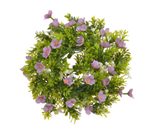 Plastový věnec s květy 28 cm - fialová