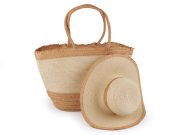 Dámský klobouk / slamák a plážová taška sada 870618