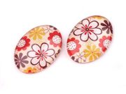 Malý kabošon skleněný 18x25mm FLOWER (1 ks)