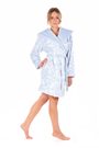Krátký dámský župan s kapucí Flora ledově modrá 48 56 5203