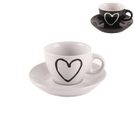 Hrnek s podšálkem HEART sada 6ks 3x bílá 3x černá 90 mlO0044