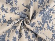 Bavlněná metráž / imitace lnu hrubší, květy METRÁŽ