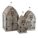 Sada dřevěných domečků luceren S/3 D7075 - výška 35cm, 44cm, 54cm