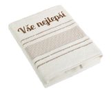 Froté ručník mozaika s výšivkou Vše nejlepší Krémová 123/008