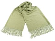 Šátek / šála typu pashmina s třásněmi 70x185 cm — 10 zelená sv.