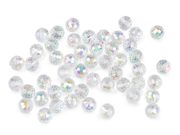 Skleněné korálky broušené ohňovky 10 mm s AB efektem — 1 transparent AB
