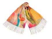 Letní šátek / šála s třásněmi květy 70x180 cm — 15 fialová