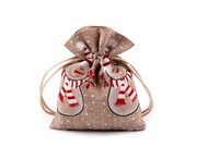 Vánoční dárkový pytlík 10x13 cm — 2 režná přírodní sněhulák