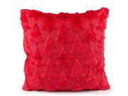 Vánoční povlak na polštář plyšový se stromečky 45x45 cm — 2 červená