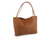 Velká dámská taška proplétaná s pouzdrem 39x31 cm — 2 hnědá