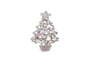 Brož s broušenými kamínky sob, stromeček, věneček, srdce — 2 crystal AB stromeček