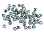 Skleněné korálky broušené ohňovky 10 mm s AB efektem — 5 modrozelená AB
