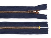Kovový zip No 5 délka 14 cm (jeansový) — 330 modrá tmavá zlatá