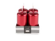 Adventní svíčky válec Ø4 cm — 6 červená metalic