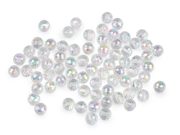 Skleněné korálky broušené ohňovky 8 mm s AB efektem — 1 transparent AB