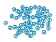 Skleněné korálky broušené ohňovky 10 mm s AB efektem — 6 modrá azuro AB