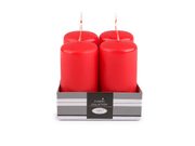 Adventní svíčky válec Ø4 cm — 4 červená mat
