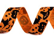 Rypsová stuha Halloween šíře 25 mm METRÁŽ — 2 oranžová dýně