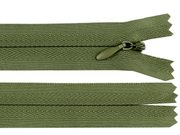 Zip skrytý nedělitelný 3 mm délka 25 cm — 263 zelená khaki