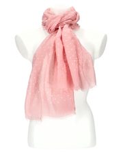 Dámský letní jednobarevný šátek s puntíky 180x69 cm růžová