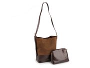 Kabelka imitace broušená kůže s pouzdrem 32x28 cm — 2 hnědá