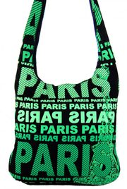 Moderní látková crossbody taška PARIS se zeleným potiskem