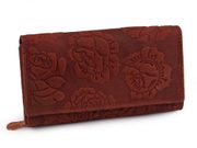 Dámská peněženka kožená s květy 10x19 cm — 36 červená střední