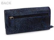 Dámská peněženka kožená s květy 10x19 cm — 37 modrá tmavá