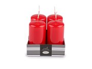 Adventní svíčky válec Ø4 cm — 5 červená lesk
