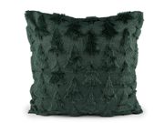 Vánoční povlak na polštář plyšový se stromečky 45x45 cm — 3 zelená
